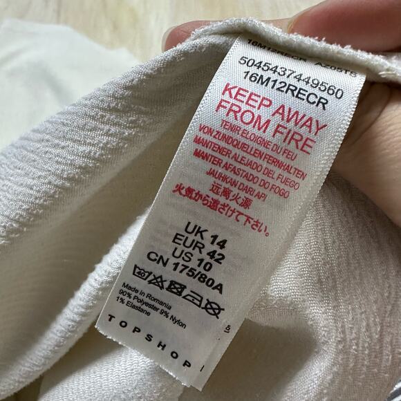 TOPSHOP Cream Corduroy Wide Leg High Rise Retro Chic Women's Trousers Pants 10 - Picture 15 of 15